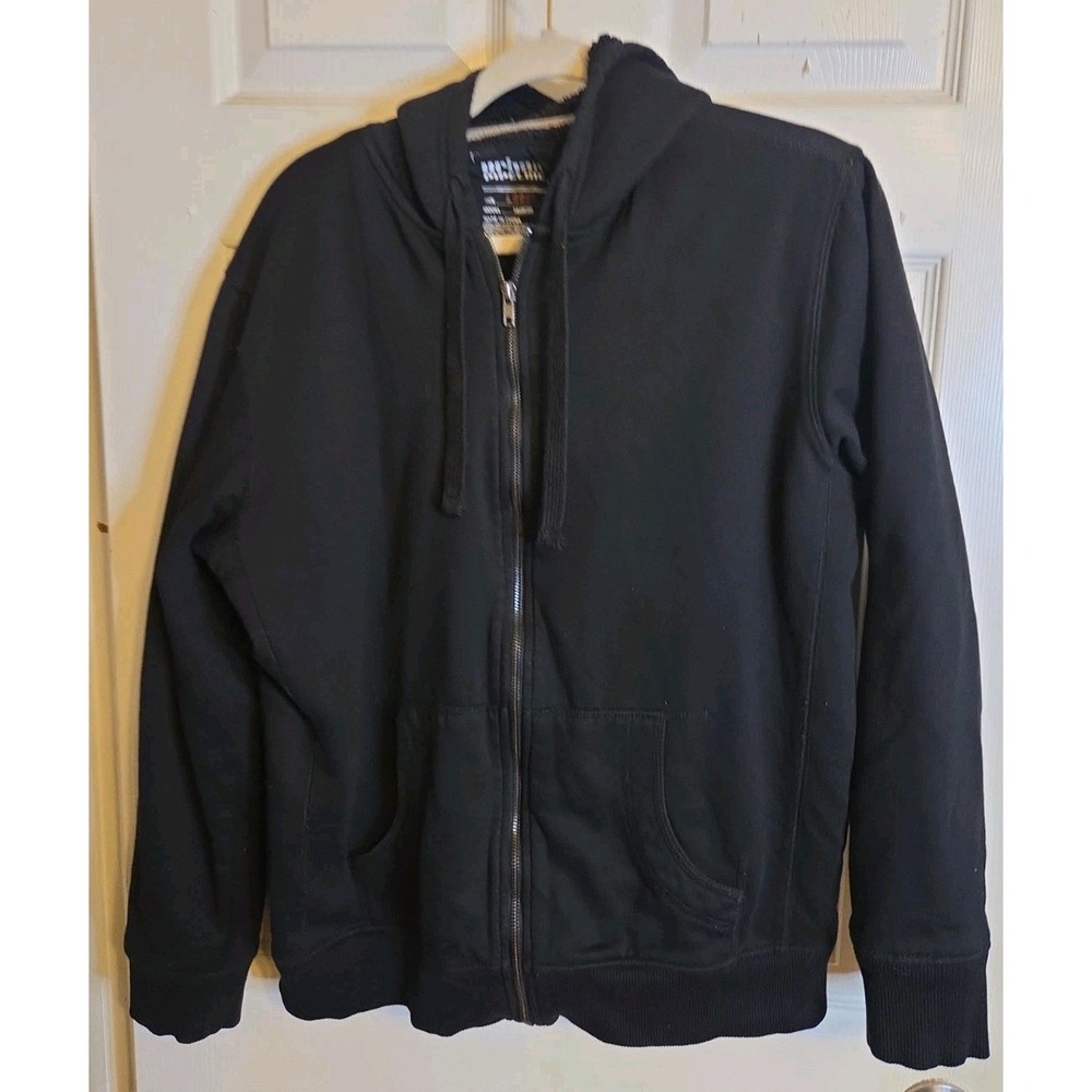 Urban Pipeline Mens Large Black Sherpa Lined Full Zip Hoodie Heavyweight Jacket